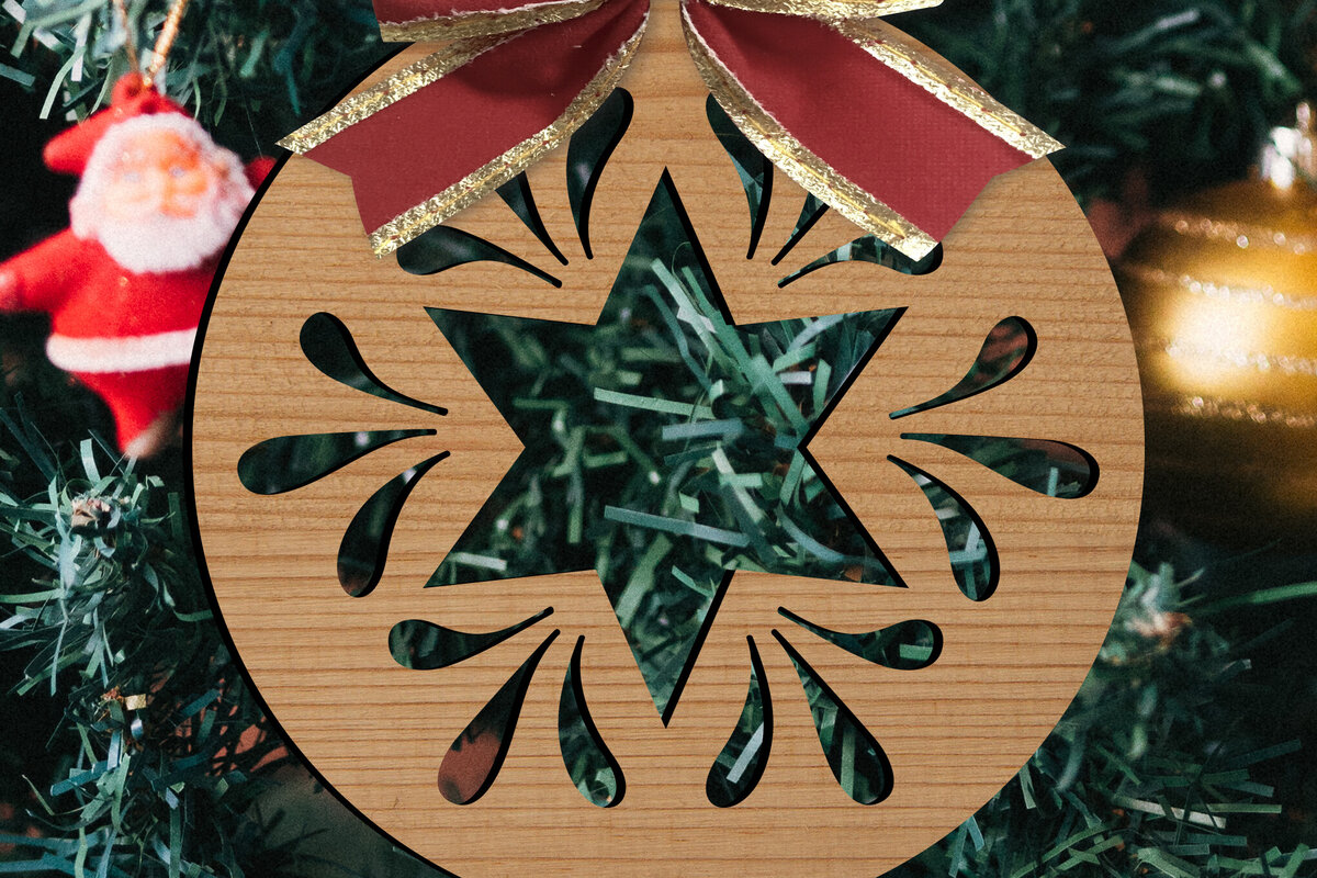 Σετ των 2 Intra απο ξύλο plywood 3mm-4mm πάχος - Παιχνίδια Χριστουγεννιάτικου Δέντρου  Δίασταση 15x15 cm INTRAFABR-80307951