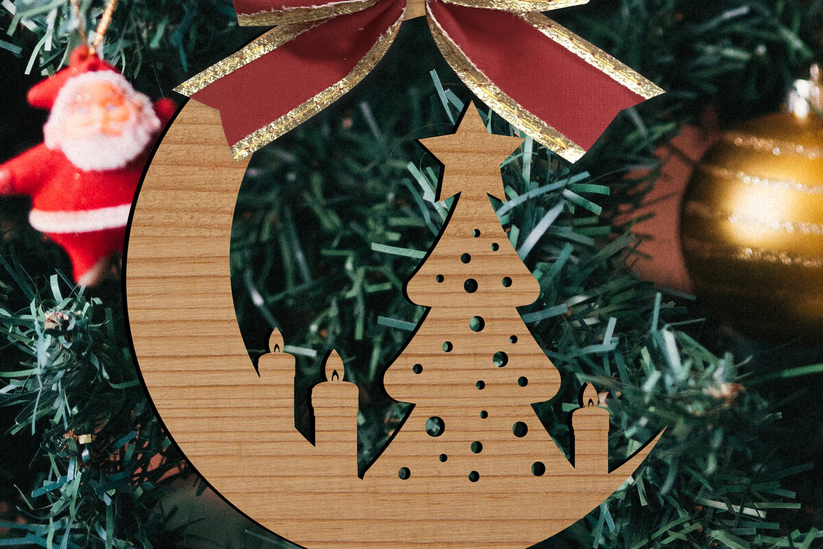 Σετ των 2 Intra απο ξύλο plywood 3mm-4mm πάχος - Παιχνίδια Χριστουγεννιάτικου Δέντρου  Δίασταση 15x15 cm INTRAFABR-80307888