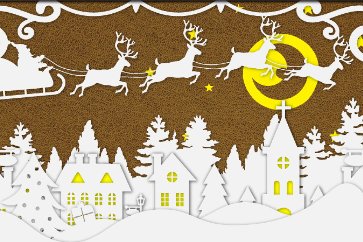 Σετ των 2 Intra απο ξύλο plywood 3mm-4mm πάχος - Χριστουγεννιάτικο χωριό τρισδιάστατο κομμένο  από χαρτί Δίασταση 15x15 cm INTRAFABR-48665760