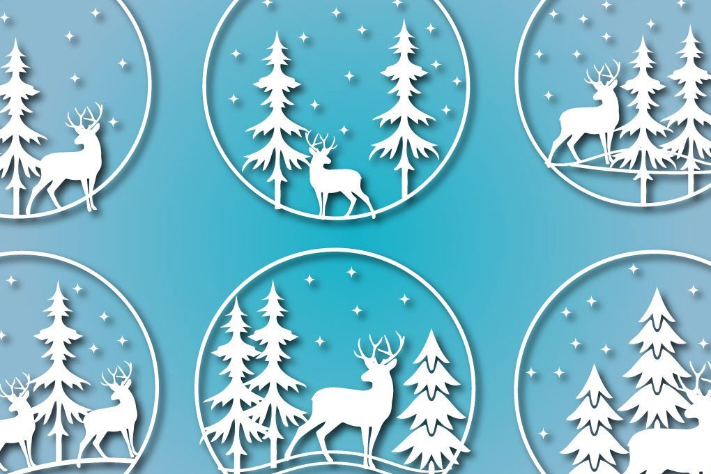 Intra απο ξύλο plywood 3mm-4mm πάχος - Πακέτο Χριστουγεννιάτικου Χωριού Ελαφιών  Δίασταση 30x20 cm INTRAFABR-40955946