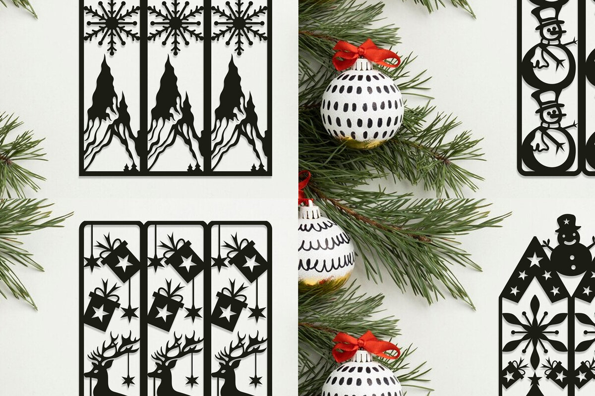 Σετ των 2 Intra απο ξύλο plywood 3mm-4mm πάχος - Χριστουγεννιάτικη διακόσμηση τοίχου LaserCut  Bundle Δίασταση 15x15 cm INTRAFABR-107873449