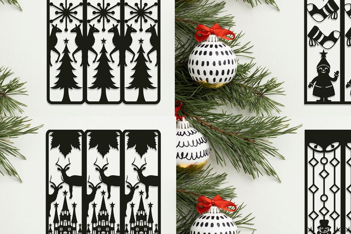 Σετ των 3 Intra απο ξύλο plywood 3mm-4mm πάχος - Χριστουγεννιάτικη διακόσμηση τοίχου LaserCut  Bundle Δίασταση 15x15 cm INTRAFABR-107873458