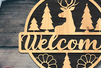 Σετ των 2 Intra απο ξύλο plywood 3mm-4mm πάχος - Χριστουγεννιάτικη πινακίδα υποδοχής πόρτας με λέιζερ Δίασταση 15x15 cm INTRAFABR-73114303