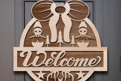 Σετ των 2 Intra απο ξύλο plywood 3mm-4mm πάχος - Χριστουγεννιάτικο σημάδι καλωσορίσματος Laser Cut  Δίασταση 15x15 cm INTRAFABR-76206831