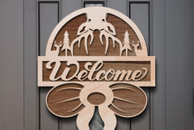 Σετ των 2 Intra απο ξύλο plywood 3mm-4mm πάχος - Χριστουγεννιάτικο σημάδι καλωσορίσματος Laser Cut  Δίασταση 15x15 cm INTRAFABR-76206838