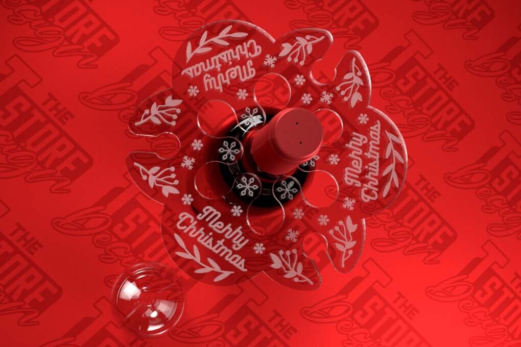 Σετ των 2 Intra απο ξύλο plywood 3mm-4mm πάχος - Christmas Wine Caddy Laser Cut  Δίασταση 15x15 cm INTRAFABR-79829391