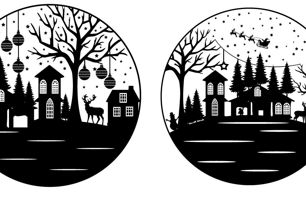 Σετ των 3 Intra απο ξύλο plywood 3mm-4mm πάχος - Χριστουγεννιάτικο χειμερινό στολίδι με μπάλα Δίασταση 6x6 cm INTRAFABR-81093263