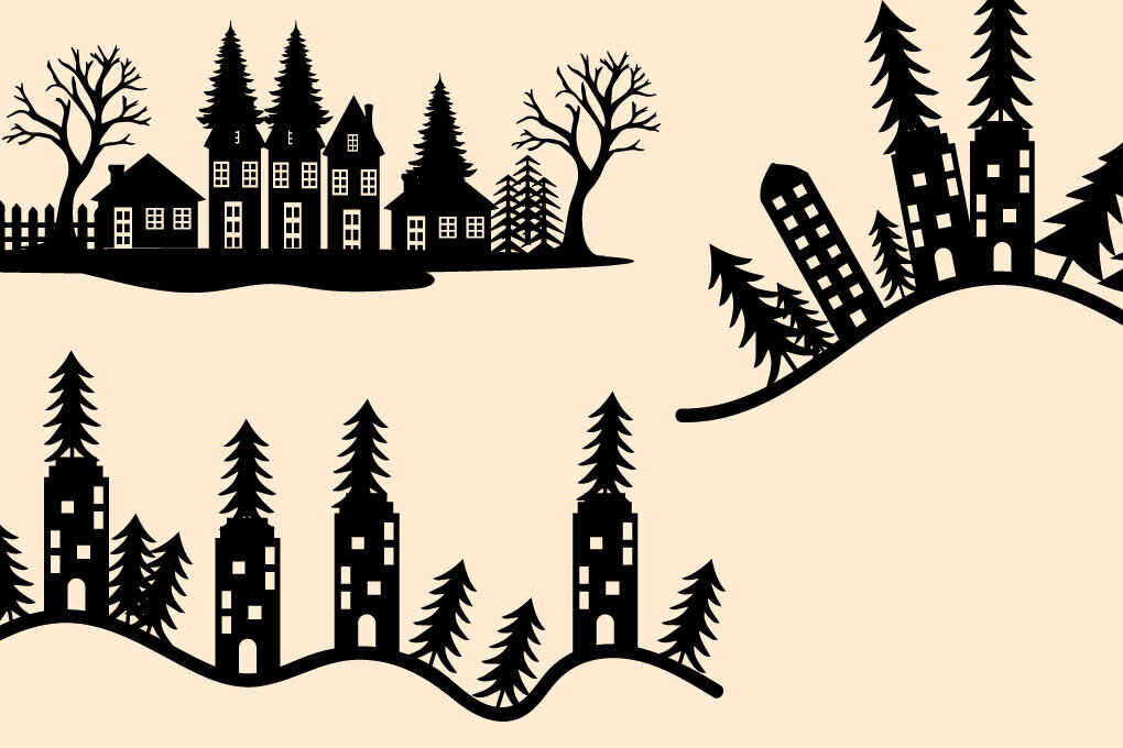 Σετ των 2 Intra απο ξύλο plywood 3mm-4mm πάχος - Χριστουγεννιάτικο Winter Cool House Δίασταση 20x20 cm INTRAFABR-80169277