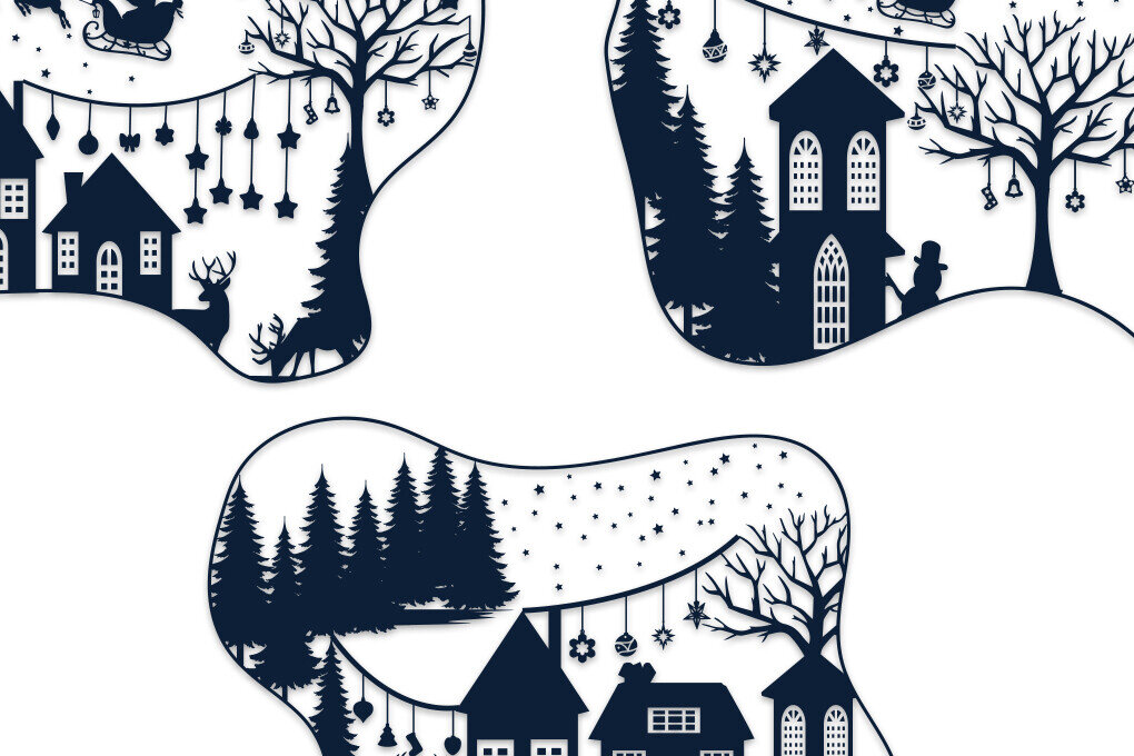 Σετ των 2 Intra απο ξύλο plywood 3mm-4mm πάχος - Χριστουγεννιάτικο Χειμερινό Gnome House Δίασταση 20x20 cm INTRAFABR-80664540