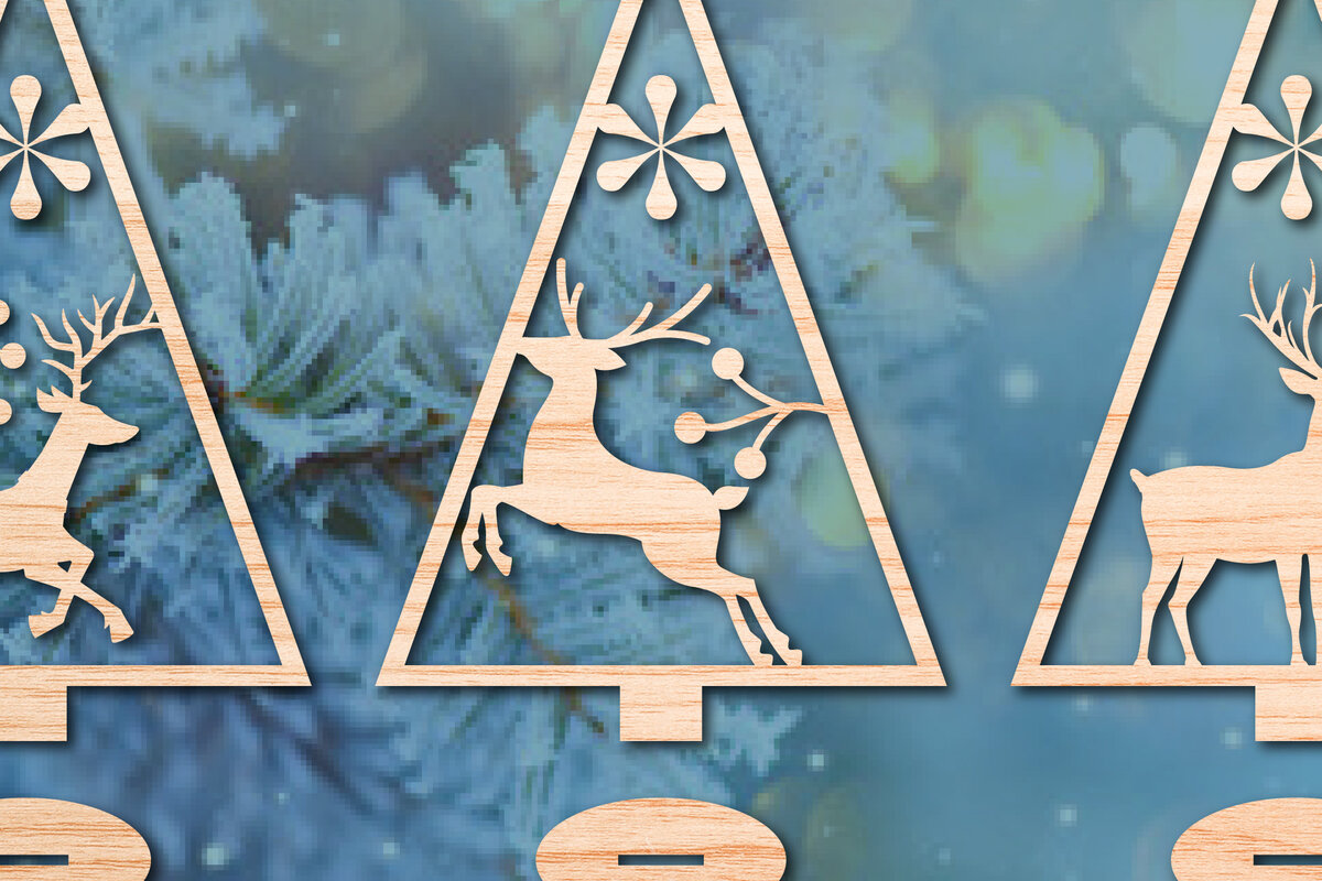 Σετ των 2 Intra απο ξύλο plywood 3mm-4mm πάχος - Χριστουγεννιάτικο Χειμερινό  Laser Cut Bundle Δίασταση 25x25 cm INTRAFABR-48765795