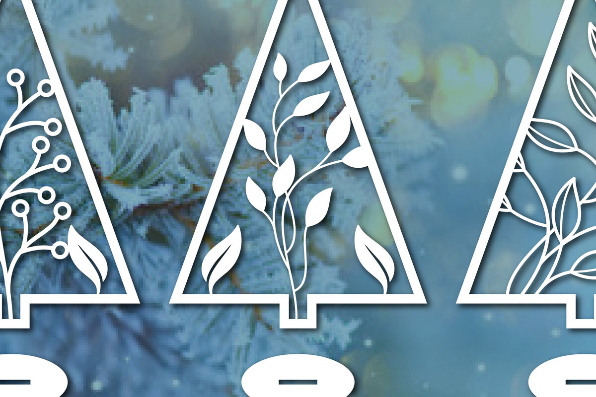 Σετ των 2 Intra απο ξύλο plywood 3mm-4mm πάχος - Χριστουγεννιάτικο Χειμερινό  Laser Cut Bundle Δίασταση 25x25 cm INTRAFABR-48834117