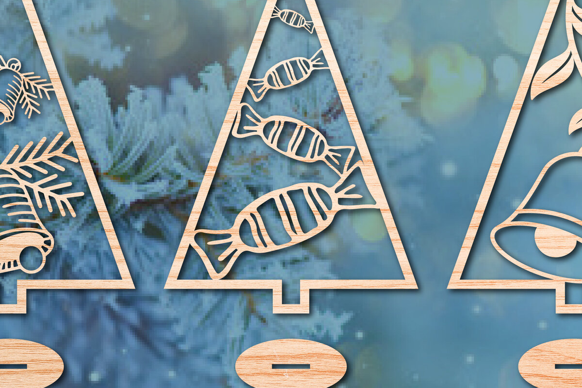 Σετ των 2 Intra απο ξύλο plywood 3mm-4mm πάχος - Χριστουγεννιάτικο Χειμερινό  Laser Cut Bundle Δίασταση 25x25 cm INTRAFABR-48849077