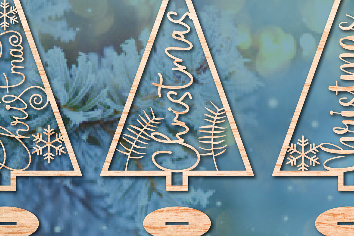 Σετ των 2 Intra απο ξύλο plywood 3mm-4mm πάχος - Χριστουγεννιάτικο Χειμερινό  Laser Cut Bundle Δίασταση 25x25 cm INTRAFABR-48952496