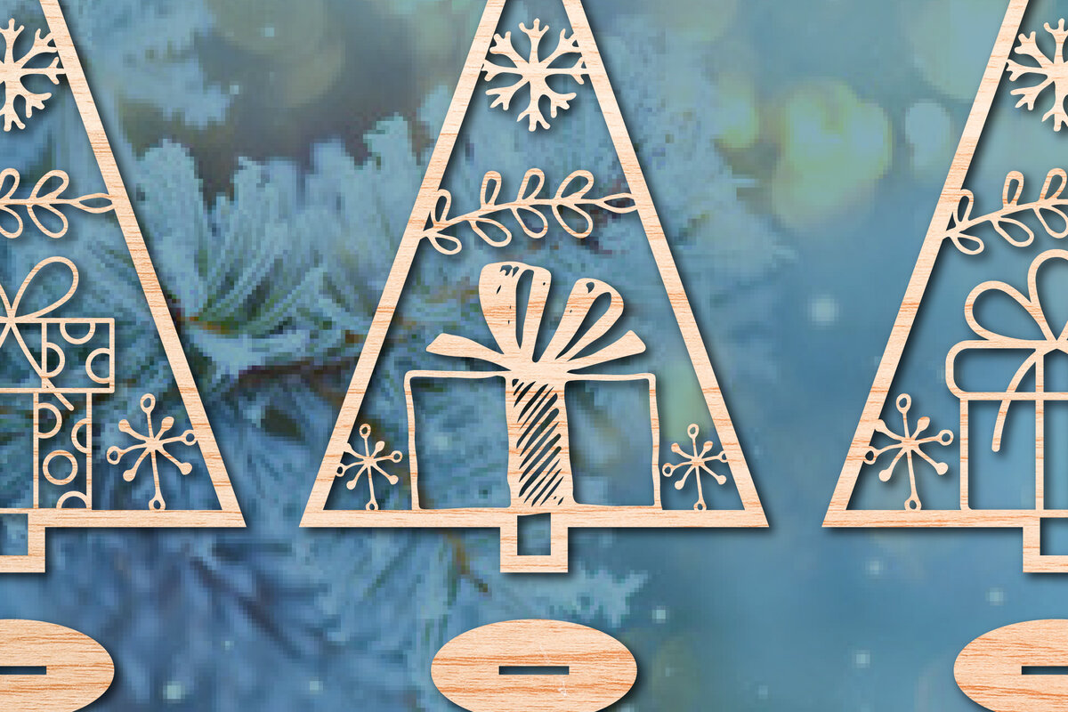 Σετ των 2 Intra απο ξύλο plywood 3mm-4mm πάχος - Χριστουγεννιάτικο Χειμερινό  Laser Cut Bundle Δίασταση 25x25 cm INTRAFABR-48953530