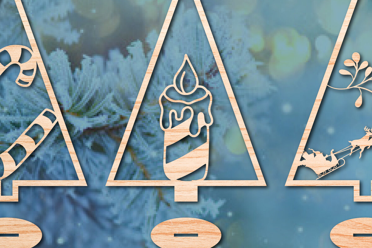 Σετ των 2 Intra απο ξύλο plywood 3mm-4mm πάχος - Χριστουγεννιάτικο Χειμερινό  Laser Cut Bundle Δίασταση 25x25 cm INTRAFABR-49056866