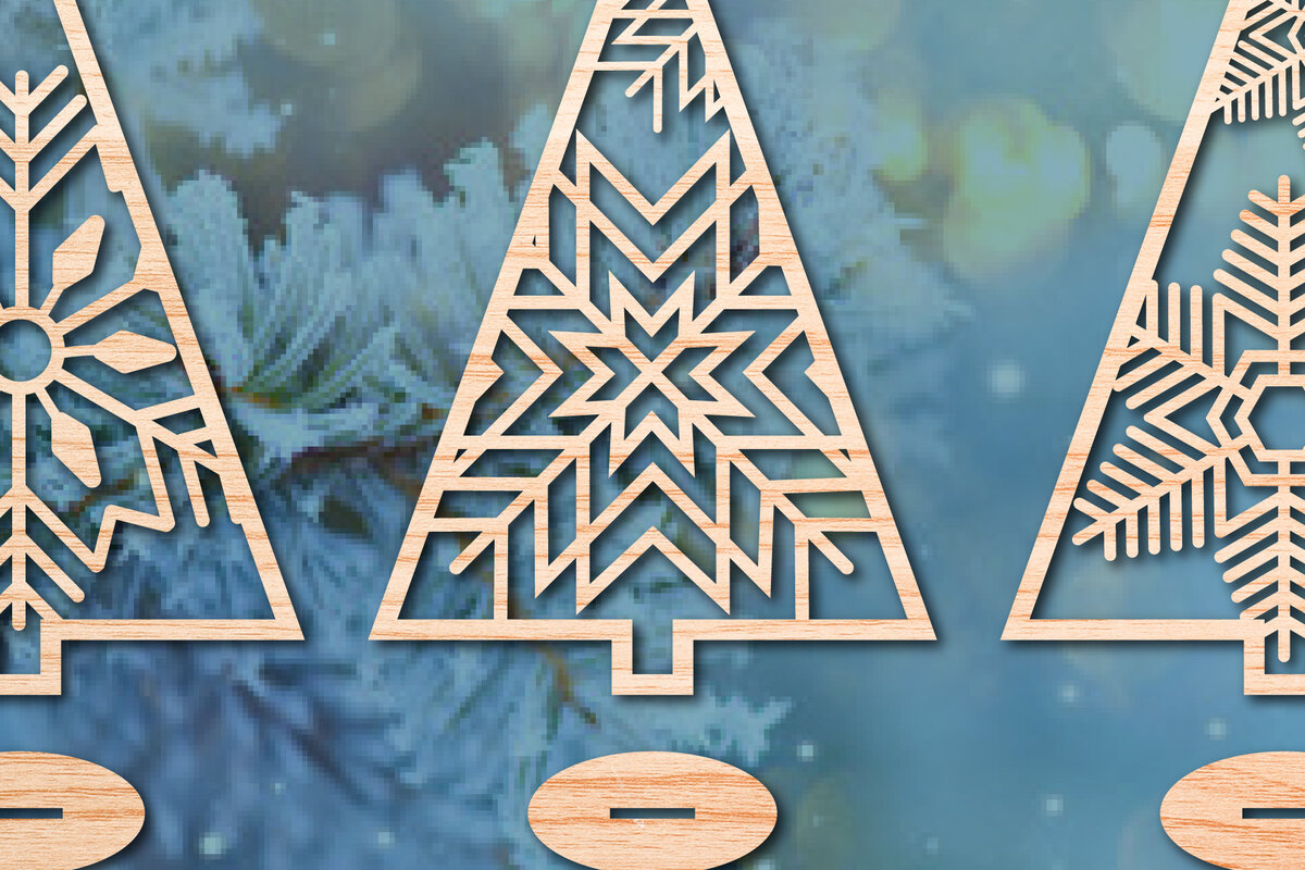 Σετ των 2 Intra απο ξύλο plywood 3mm-4mm πάχος - Χριστουγεννιάτικο Χειμερινό  Laser Cut Bundle Δίασταση 25x25 cm INTRAFABR-48764666