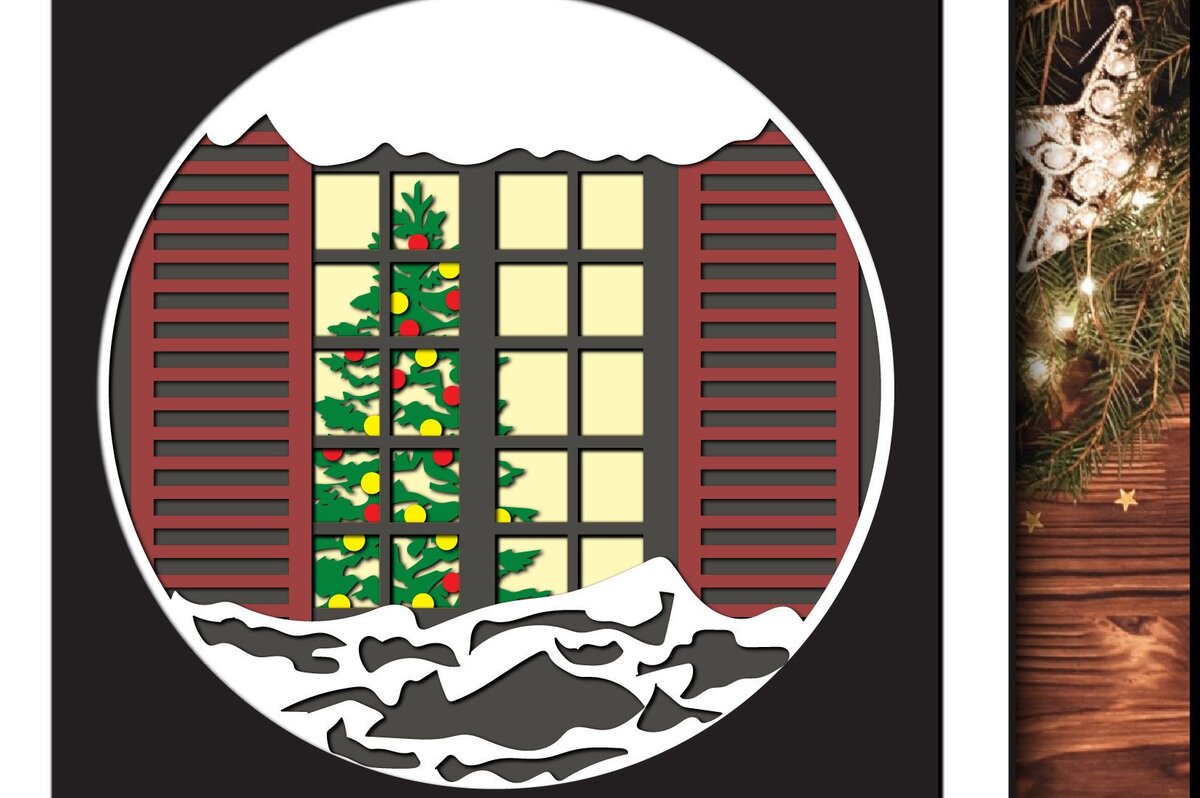 Σετ των 2 Intra απο ξύλο plywood 3mm-4mm πάχος - Κουτί σκιάς χριστουγεννιάτικου χειμερινού παραθύρου Δίασταση 25x25 cm INTRAFABR-41041724