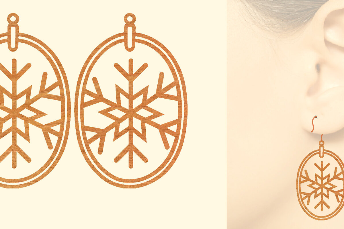 Σετ των 3 Intra απο ξύλο plywood 3mm-4mm πάχος - Χριστουγεννιάτικα Ξύλινα Σκουλαρίκια Laser Cut  Δίασταση 3x3 cm INTRAFABR-79867567