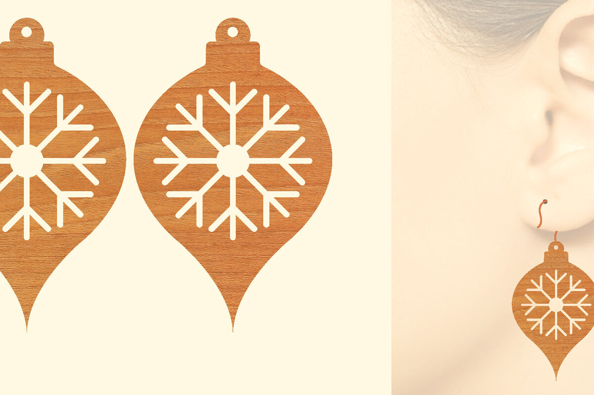 Σετ των 3 Intra απο ξύλο plywood 3mm-4mm πάχος - Χριστουγεννιάτικα Ξύλινα Σκουλαρίκια Laser Cut  Δίασταση 3x3 cm INTRAFABR-79868066