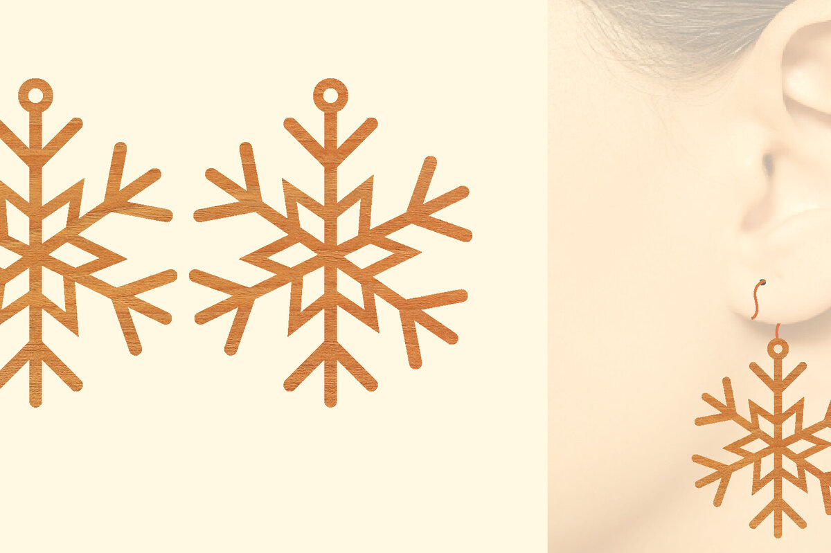 Σετ των 3 Intra απο ξύλο plywood 3mm-4mm πάχος - Χριστουγεννιάτικα Ξύλινα Σκουλαρίκια Laser Cut  Δίασταση 3x3 cm INTRAFABR-79866675