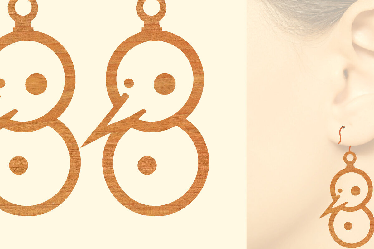 Σετ των 3 Intra απο ξύλο plywood 3mm-4mm πάχος - Χριστουγεννιάτικα Ξύλινα Σκουλαρίκια Laser Cut  Δίασταση 3x3 cm INTRAFABR-80079395