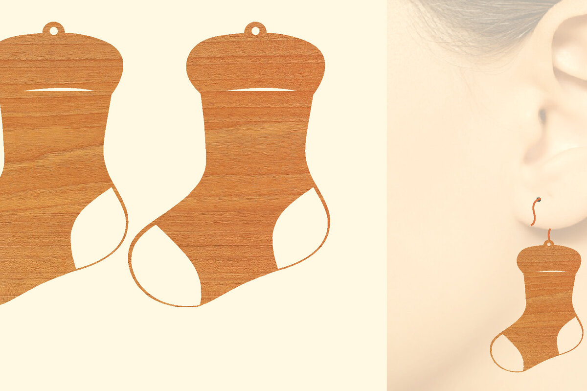 Σετ των 3 Intra απο ξύλο plywood 3mm-4mm πάχος - Χριστουγεννιάτικα Ξύλινα Σκουλαρίκια Laser Cut  Δίασταση 3x3 cm INTRAFABR-80079771