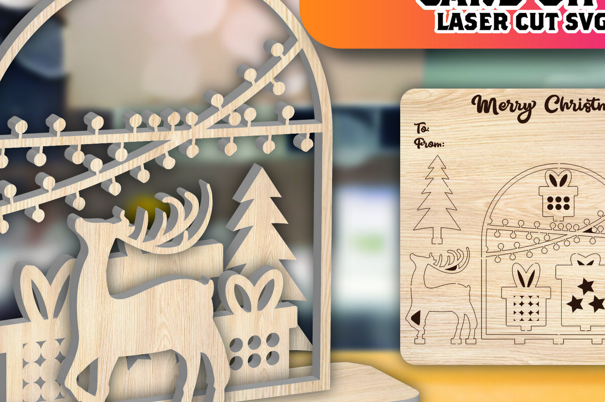 Σετ των 3 Intra απο ξύλο plywood 3mm-4mm πάχος - Χριστουγεννιάτικη ξύλινη κάρτα δώρο Laser Cut  Δίασταση 15x15 cm INTRAFABR-107006208