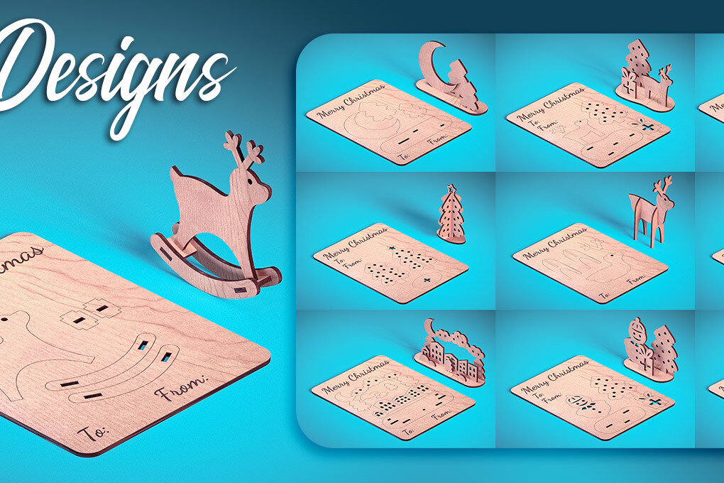 Intra απο ξύλο plywood 3mm-4mm πάχος - Χριστουγεννιάτικη Ξύλινη Κάρτα Laser Cut  Δίασταση 15x15 cm INTRAFABR-75888672