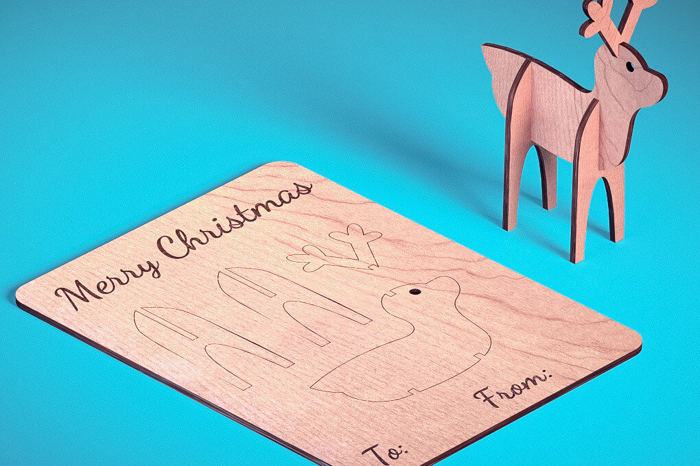 Σετ των 2 Intra απο ξύλο plywood 3mm-4mm πάχος - Χριστουγεννιάτικη Ξύλινη Κάρτα Laser Cut  Δίασταση 15x15 cm INTRAFABR-75888909