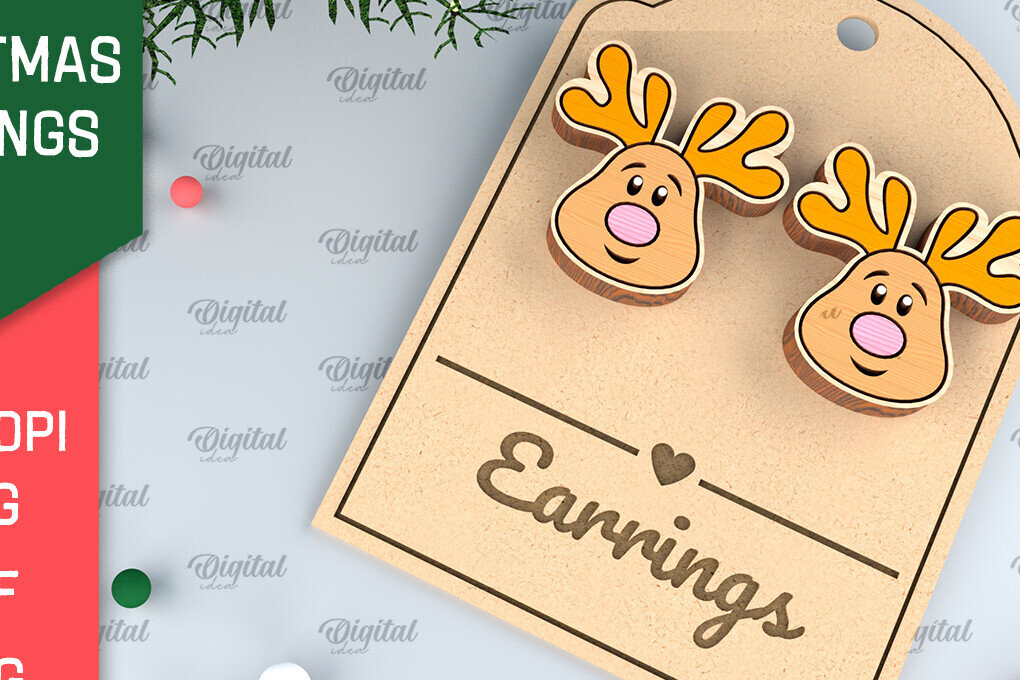 Σετ των 3 Intra απο ξύλο plywood 3mm-4mm πάχος - Χριστουγεννιάτικα ξύλινα σκουλαρίκια με λέιζερ Δίασταση 3x3 cm INTRAFABR-99873766