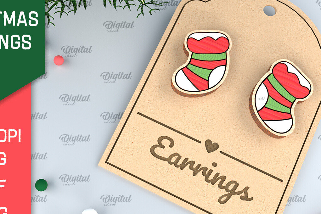 Σετ των 3 Intra απο ξύλο plywood 3mm-4mm πάχος - Χριστουγεννιάτικα ξύλινα σκουλαρίκια με λέιζερ Δίασταση 3x3 cm INTRAFABR-99873879