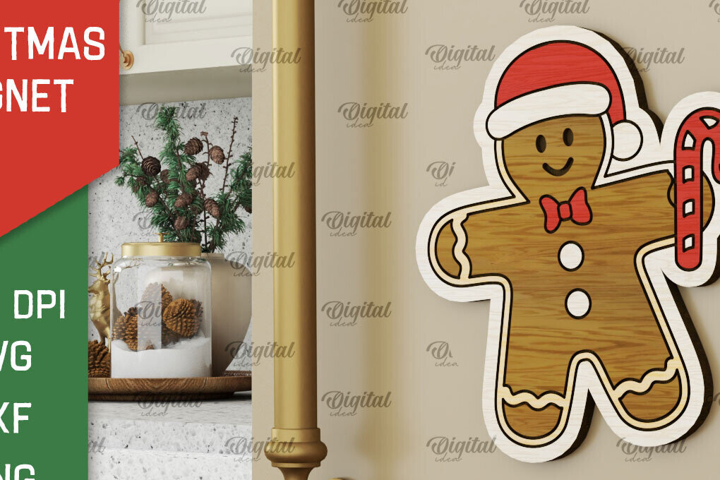 Σετ των 2 Intra απο ξύλο plywood 3mm-4mm πάχος - Χριστουγεννιάτικο Ξύλινο σχέδιο κοπής με μαγνήτη με λέιζερ Δίασταση 15x15 cm INTRAFABR-104687339