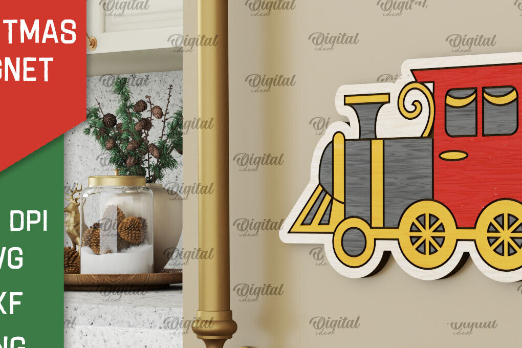 Σετ των 2 Intra απο ξύλο plywood 3mm-4mm πάχος - Χριστουγεννιάτικο Ξύλινο σχέδιο κοπής με μαγνήτη με λέιζερ Δίασταση 15x15 cm INTRAFABR-104687165