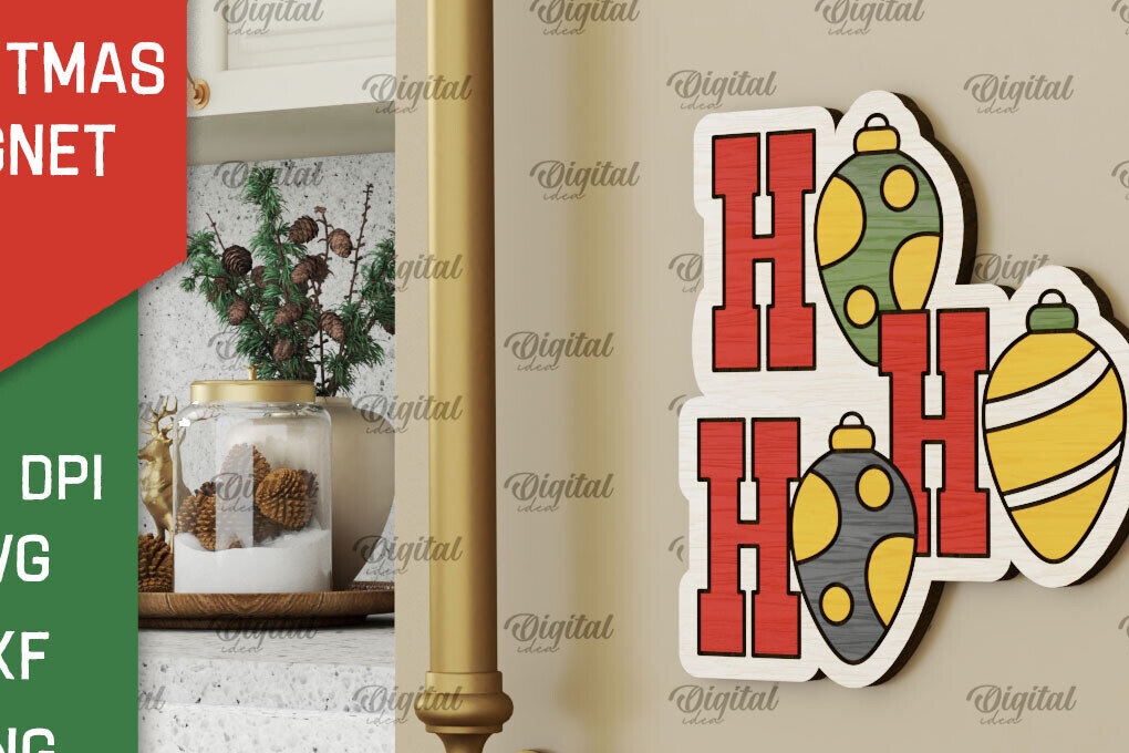 Σετ των 2 Intra απο ξύλο plywood 3mm-4mm πάχος - Χριστουγεννιάτικο Ξύλινο σχέδιο κοπής με μαγνήτη με λέιζερ Δίασταση 15x15 cm INTRAFABR-104687193