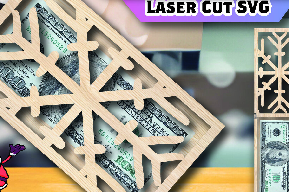 Σετ των 2 Intra απο ξύλο plywood 3mm-4mm πάχος -   με χριστουγεννιάτικη ξύλινη θήκη χρημάτων Δίασταση 15x15 cm INTRAFABR-106141491