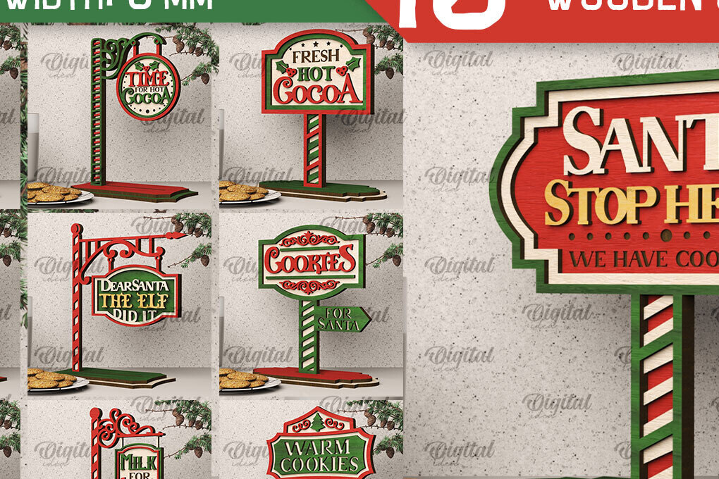 Σετ των 2 Intra απο ξύλο plywood 3mm-4mm πάχος - Δέσμη κοπής με λέιζερ χριστουγεννιάτικες ξύλινες πινακίδες Δίασταση 15x15 cm INTRAFABR-104867249