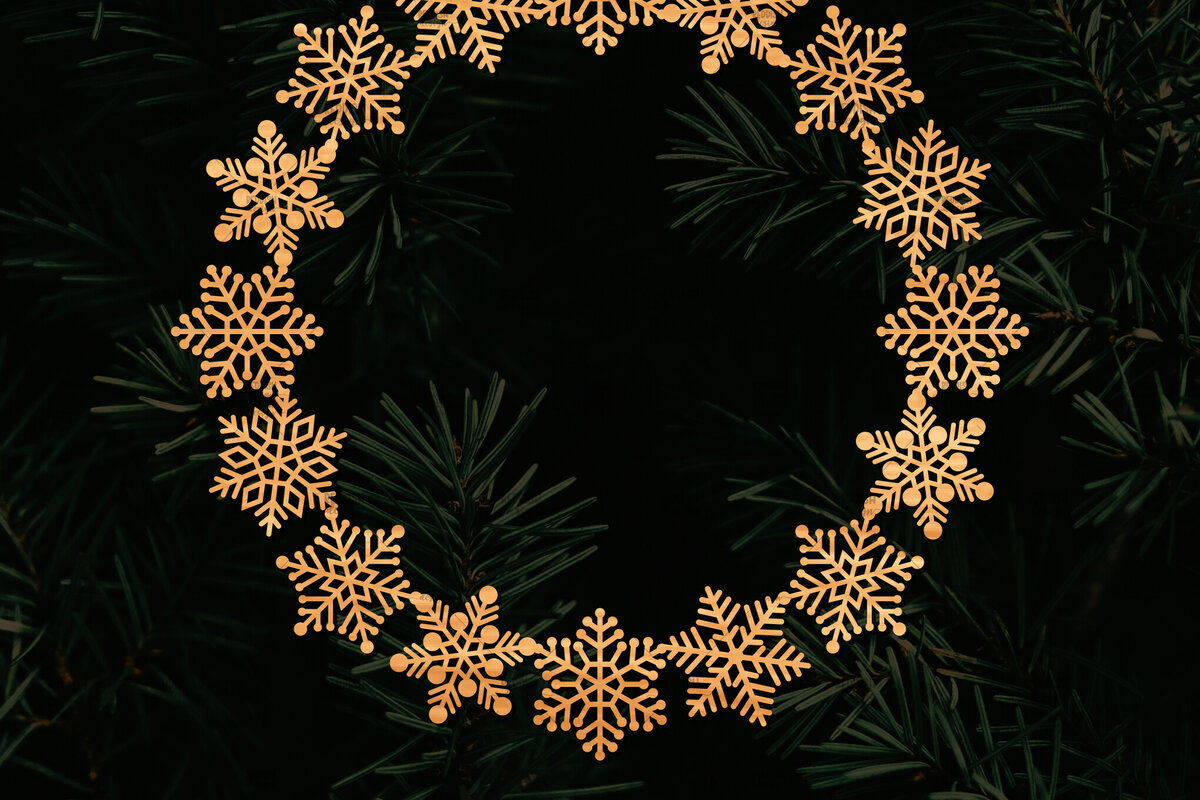 Σετ των 2 Intra απο ξύλο plywood 3mm-4mm πάχος - Χριστουγεννιάτικο στεφάνι τρισδιάστατο σχέδιο κοπής με λέιζερ Δίασταση 20x20 cm INTRAFABR-109213769