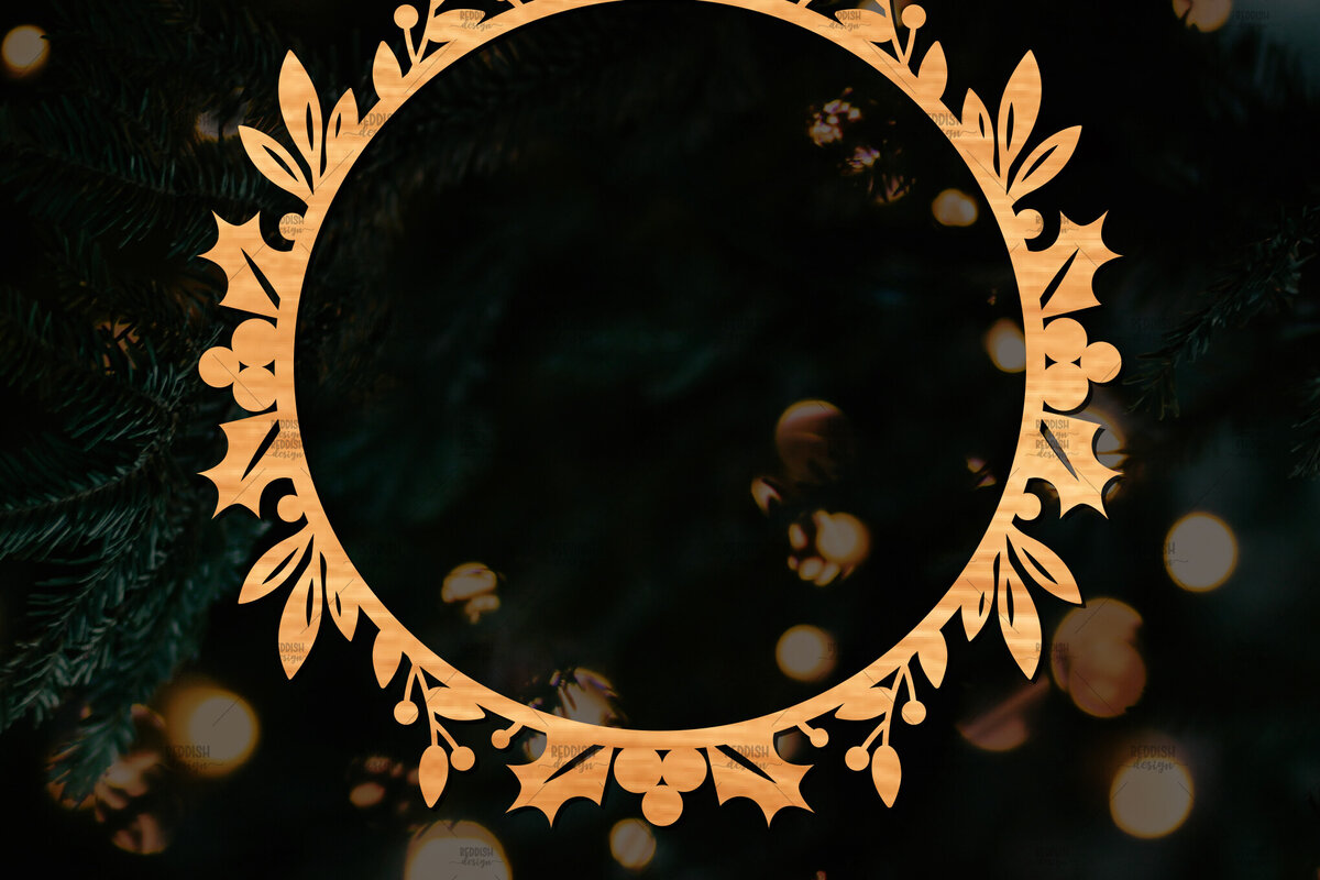 Σετ των 2 Intra απο ξύλο plywood 3mm-4mm πάχος - Χριστουγεννιάτικο στεφάνι τρισδιάστατο σχέδιο κοπής με λέιζερ Δίασταση 20x20 cm INTRAFABR-109213595