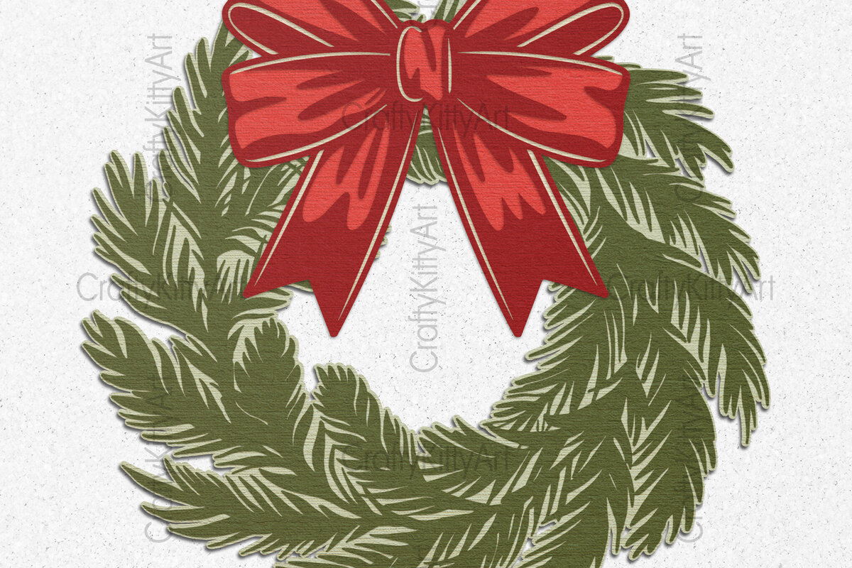 Intra απο ξύλο plywood 3mm-4mm πάχος - Χριστουγεννιάτικο στεφάνι 3D Lasercut &amp; Papercut Δίασταση 30x20 cm INTRAFABR-108873904