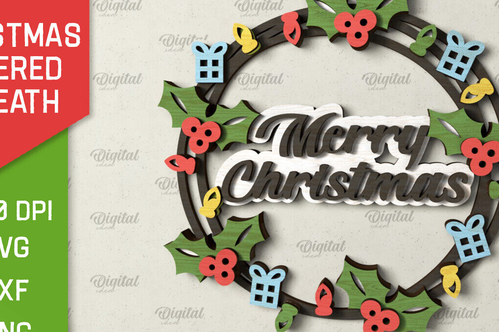 Σετ των 2 Intra απο ξύλο plywood 3mm-4mm πάχος - Χριστουγεννιάτικο στεφάνι πόρτας πινακίδα  Δίασταση 15x15 cm INTRAFABR-105129033