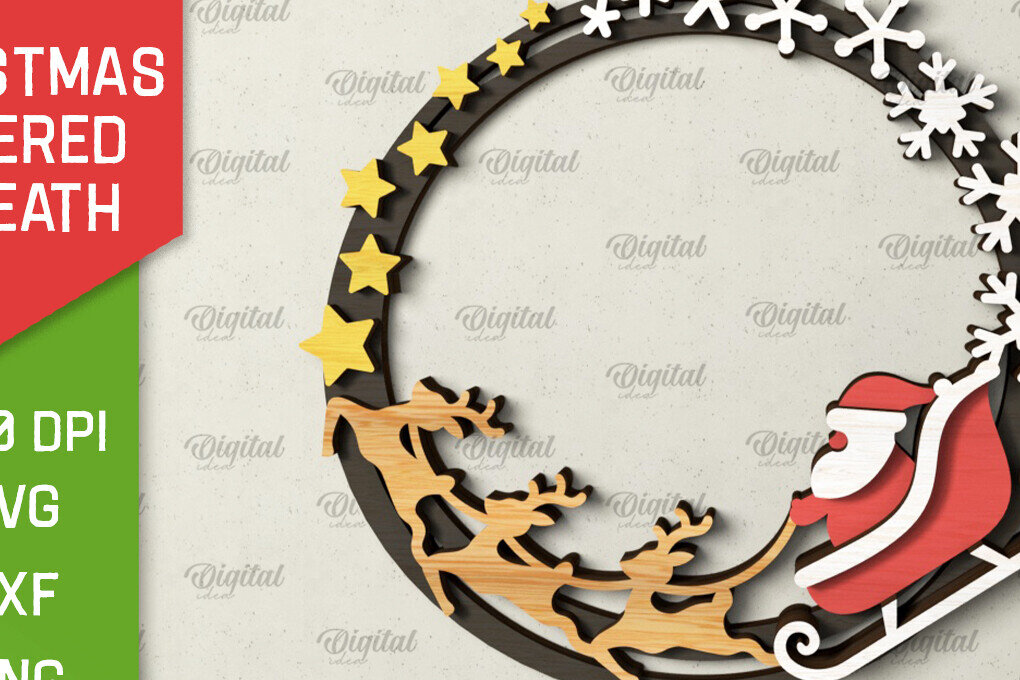 Σετ των 2 Intra απο ξύλο plywood 3mm-4mm πάχος - Χριστουγεννιάτικο στεφάνι πόρτας πινακίδα  Δίασταση 15x15 cm INTRAFABR-105128781