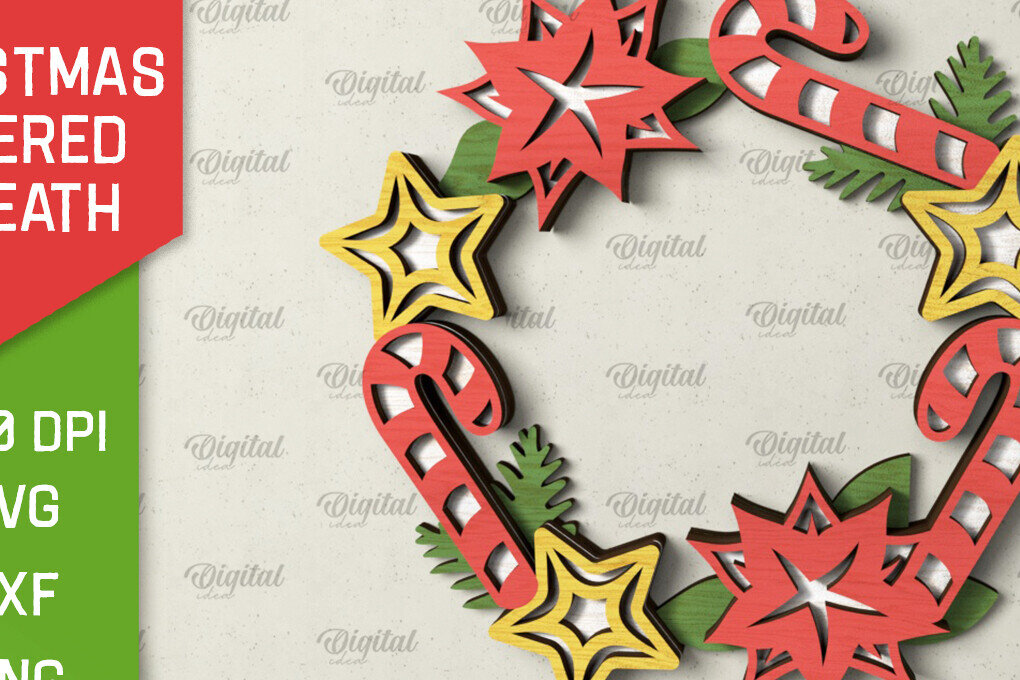 Σετ των 2 Intra απο ξύλο plywood 3mm-4mm πάχος - Χριστουγεννιάτικο στεφάνι πόρτας πινακίδα  Δίασταση 15x15 cm INTRAFABR-105128833