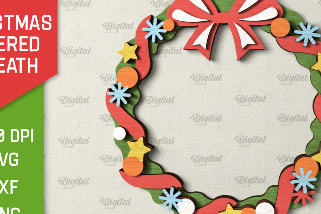 Σετ των 2 Intra απο ξύλο plywood 3mm-4mm πάχος - Χριστουγεννιάτικο στεφάνι πόρτας πινακίδα  Δίασταση 15x15 cm INTRAFABR-105128921