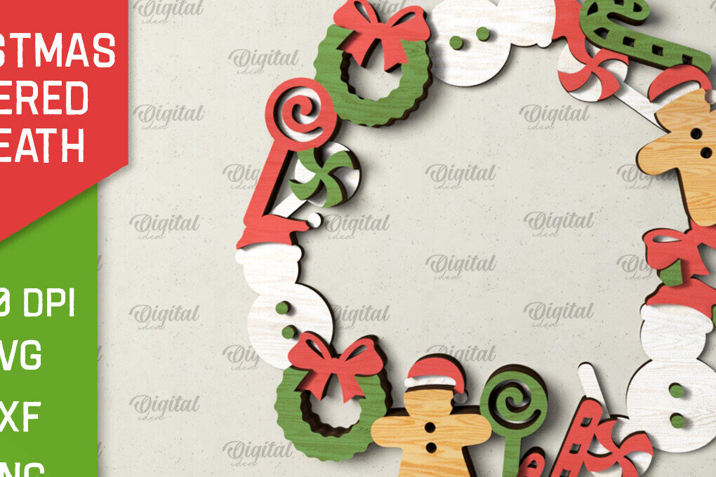 Σετ των 2 Intra απο ξύλο plywood 3mm-4mm πάχος - Χριστουγεννιάτικο στεφάνι πόρτας πινακίδα  Δίασταση 15x15 cm INTRAFABR-105128989