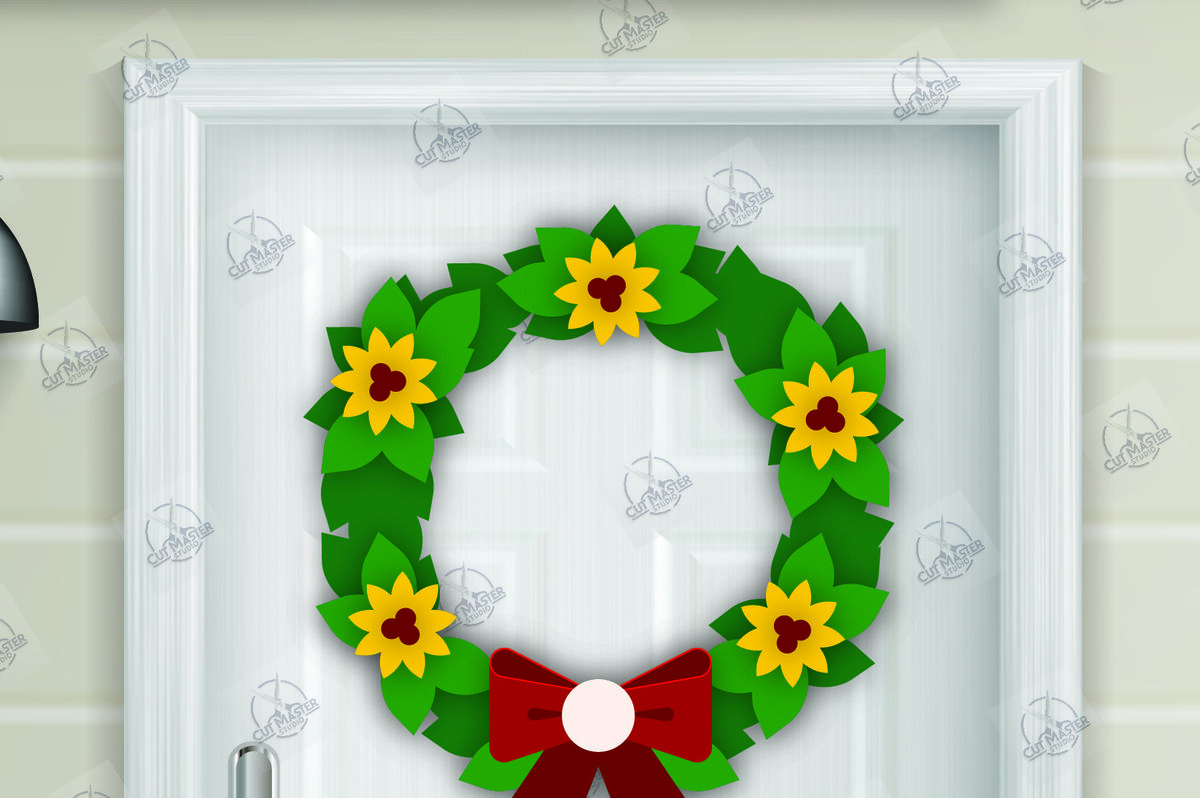 Σετ των 2 Intra απο ξύλο plywood 3mm-4mm πάχος - Χριστουγεννιάτικο στεφάνι Laser Cut  Δίασταση 15x15 cm INTRAFABR-111494429