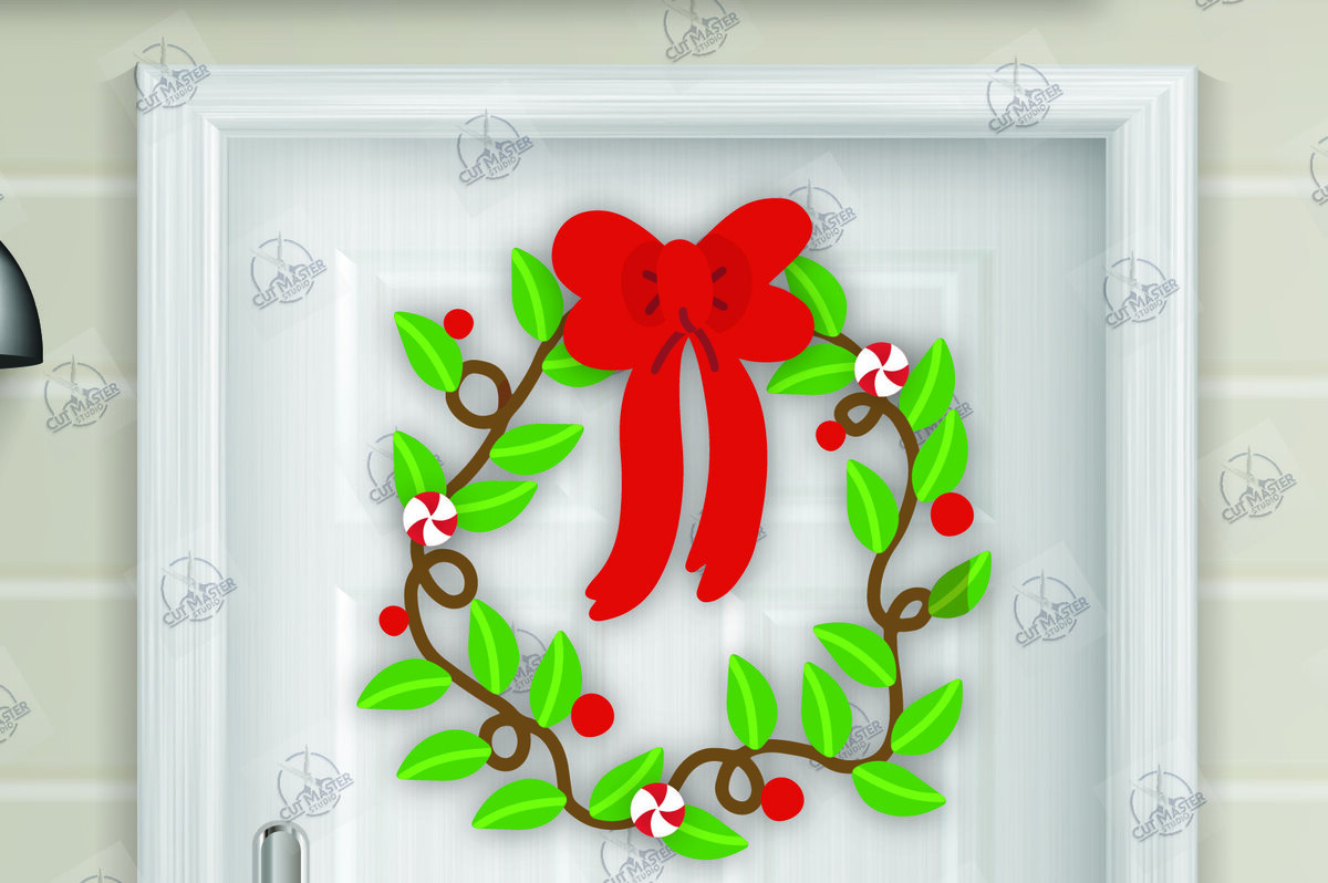 Σετ των 2 Intra απο ξύλο plywood 3mm-4mm πάχος - Χριστουγεννιάτικο στεφάνι Laser Cut  Δίασταση 15x15 cm INTRAFABR-111494586