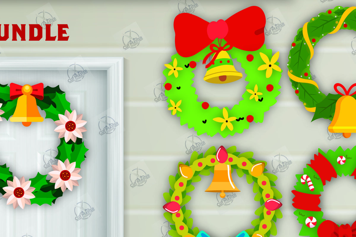 Σετ των 2 Intra απο ξύλο plywood 3mm-4mm πάχος - Πακέτο  με χριστουγεννιάτικο στεφάνι Δίασταση 15x15 cm INTRAFABR-111494839