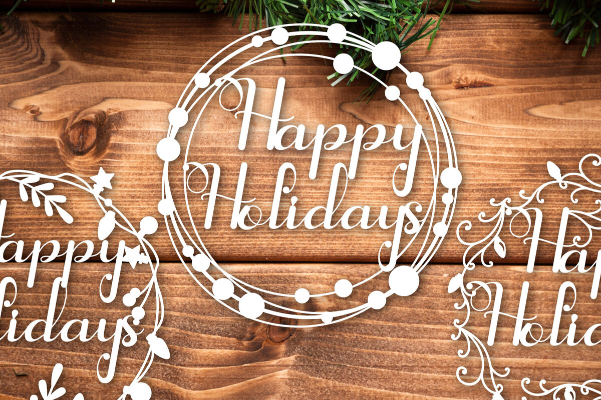 Σετ των 2 Intra απο ξύλο plywood 3mm-4mm πάχος - Χριστουγεννιάτικο στεφάνι, χάρτινο κομμένο πλαίσιο Δίασταση 15x15 cm INTRAFABR-119955392