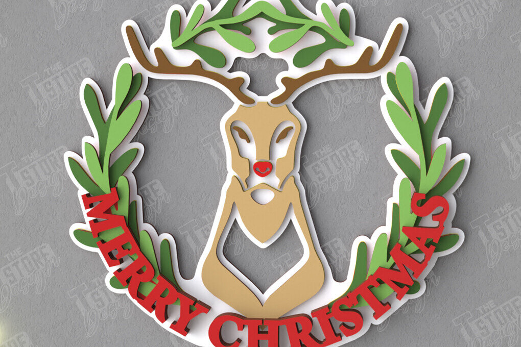 Σετ των 3 Intra απο ξύλο plywood 3mm-4mm πάχος - Χριστουγεννιάτικο στεφάνι | Διακόσμηση βεράντας | Αργία Δίασταση 15x15 cm INTRAFABR-109025659