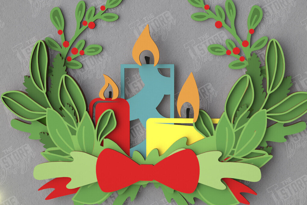 Σετ των 2 Intra απο ξύλο plywood 3mm-4mm πάχος - Χριστουγεννιάτικο στεφάνι | Διακόσμηση βεράντας | Αργία Δίασταση 15x15 cm INTRAFABR-109025618